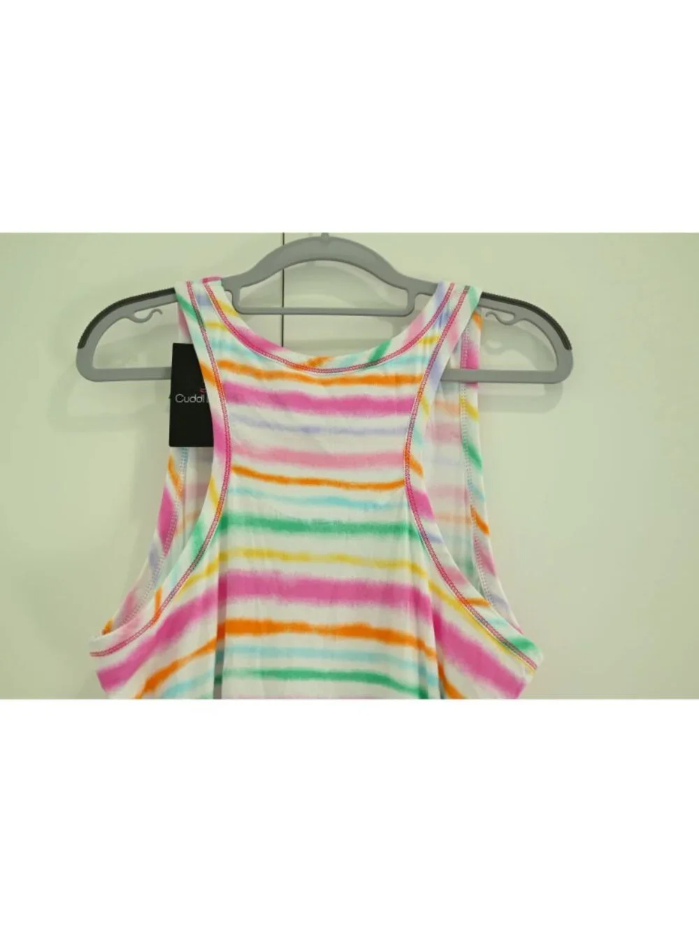 NWT Cuddl Duds Cotton Blend Sleeveless Short Sleep Chemise Sz L Ruffle Stripe